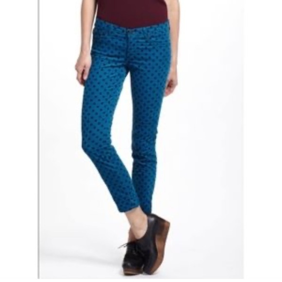 AG the Stevie Blue Polka Dot Pants corduroy women 29R slim straight Y2K retro - Picture 12 of 12